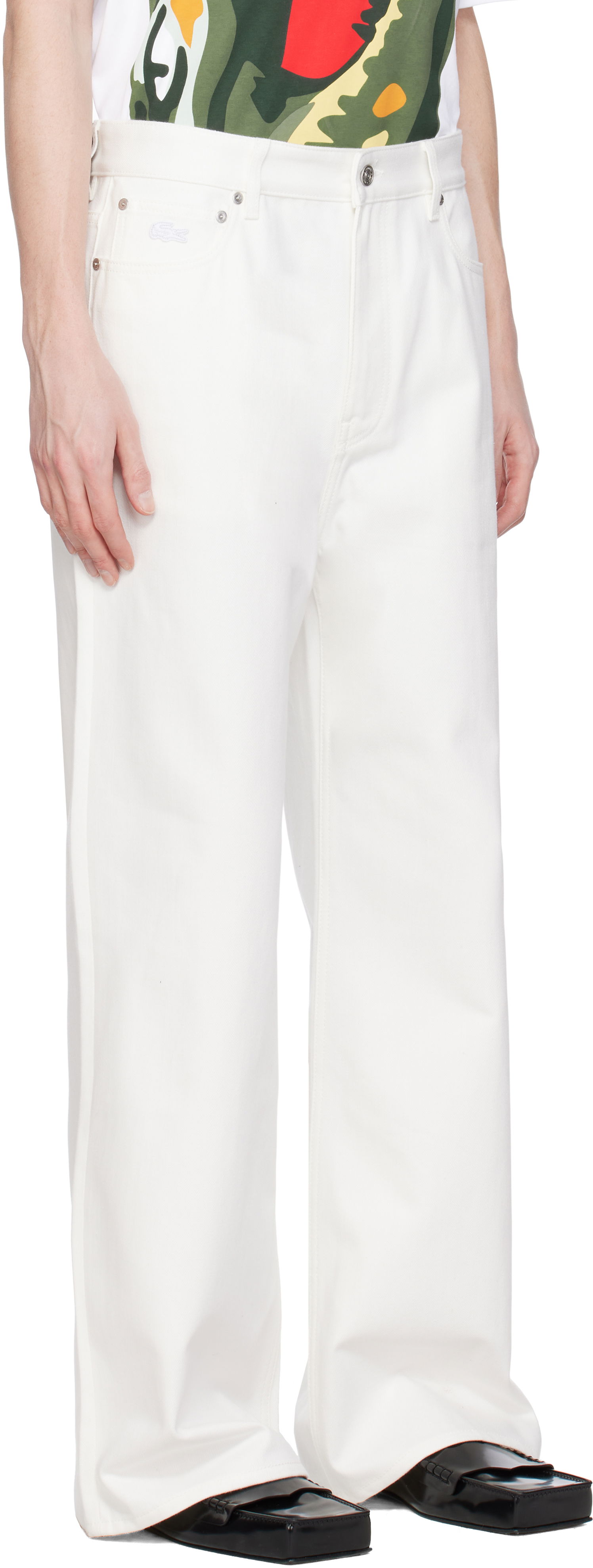 Byxor Lacoste Lacoste Runway Wide Fit Selvedge Jeans Vit | HH6744, 1