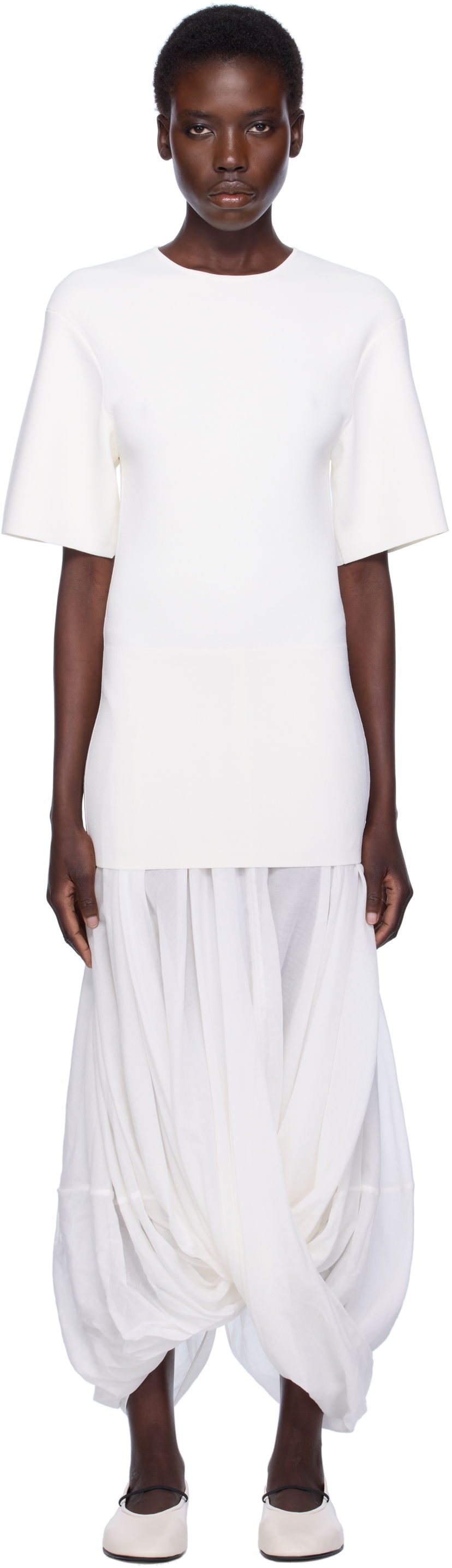 Klä TOTEME TOTEME Cocoon Tee Midi Dress Vit | 253-WRD0215-YA0187