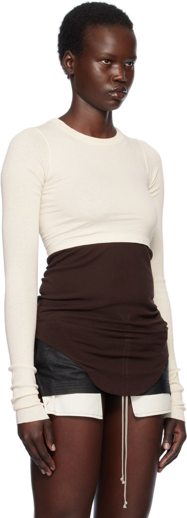 Crop top Rick Owens Rick Owens Hollywood Classic Crop T-Shirt Beige | RP01E7220 JNC, 1