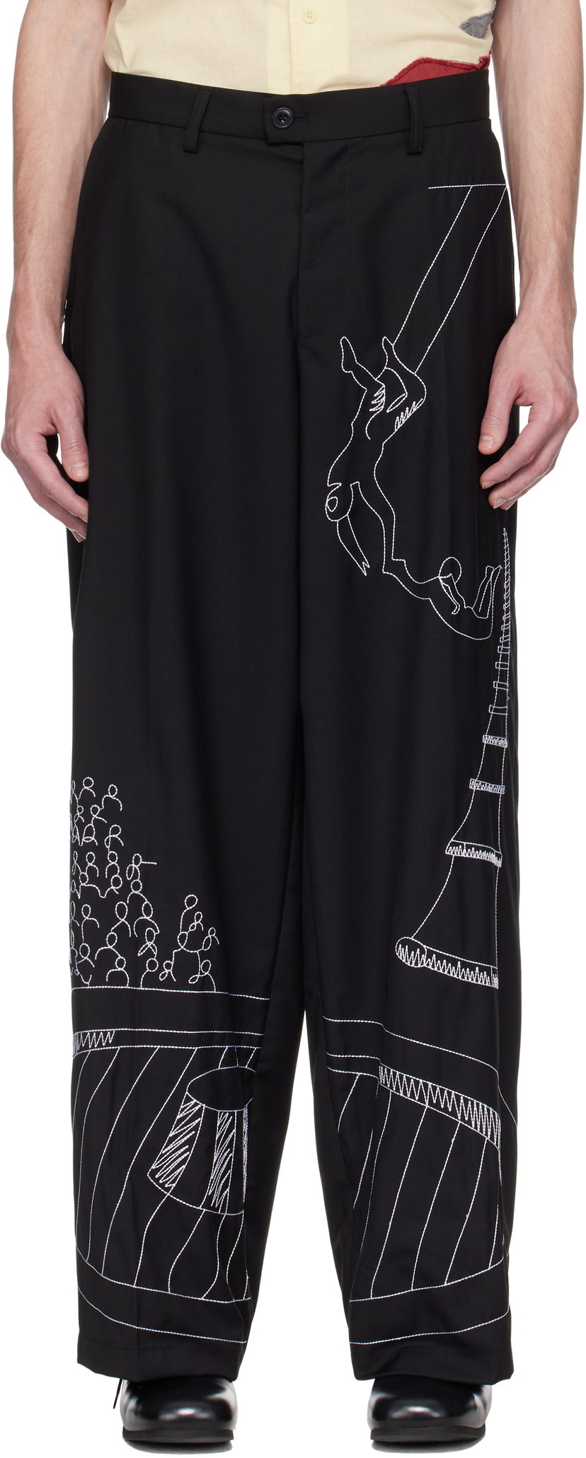 Byxor KidSuper KidSuper Circus Sketch Baggy Trousers Svart | SS25-PT-18