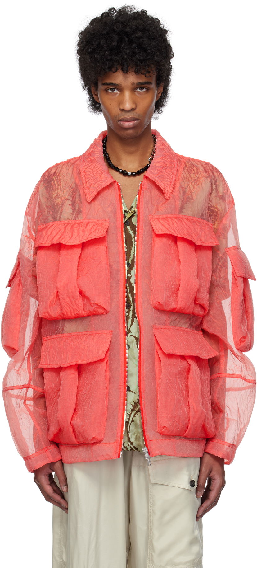 Jacka Dries Van Noten Dries Van Noten Crinkled Pocket Jacket Orange | 251-020529-1277