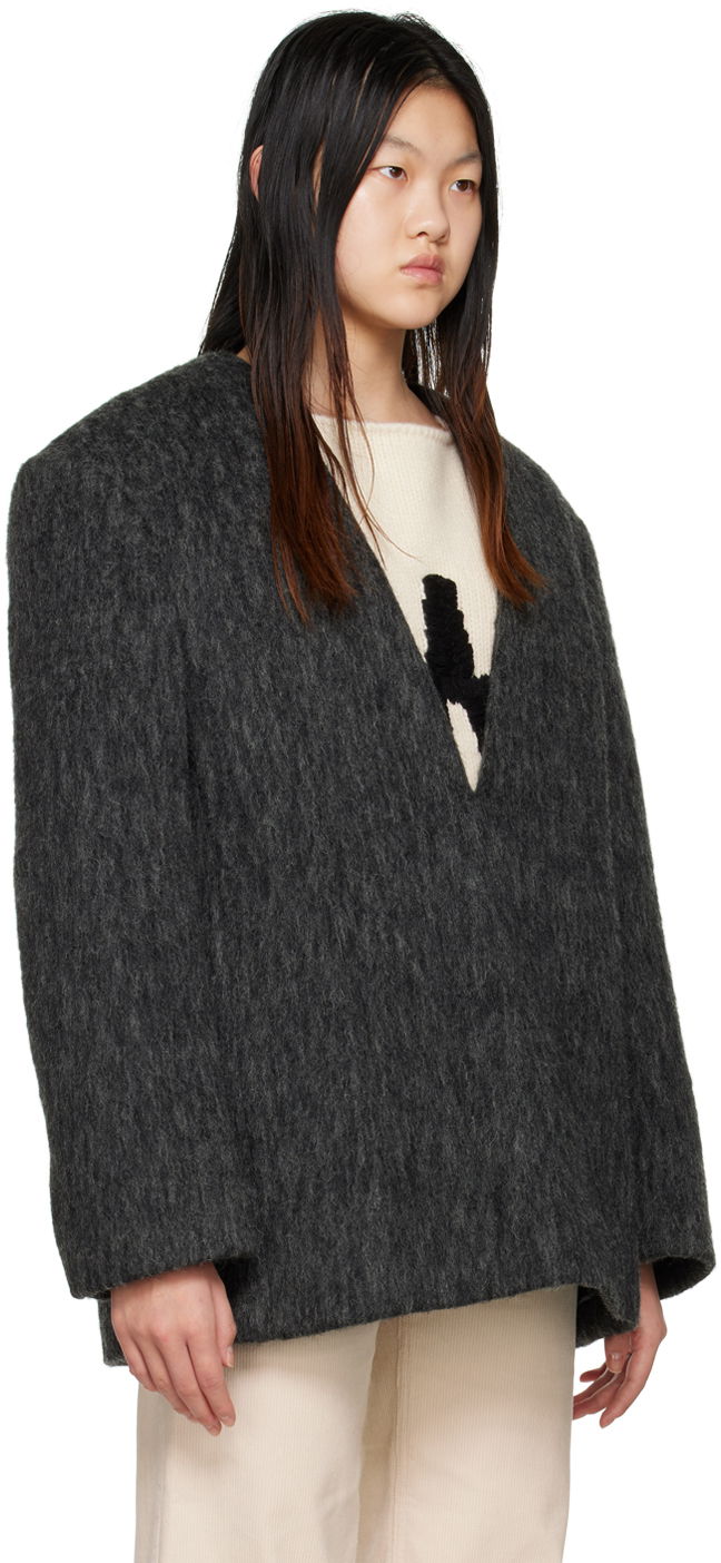 Jacka We11done We11done Y-Neck Fuzzy Jacket Grå | WD-JK3-22-020-W-DG, 1