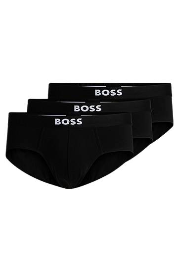 Underkläder och strumpor BOSS Three-pack stretch-cotton briefs with logo waistbands Svart | 50546561