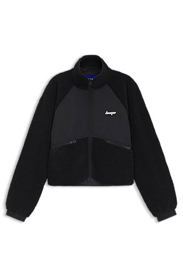 Jacka BOSS Contrast-Panel Teddy Jacket Svart | 50545637