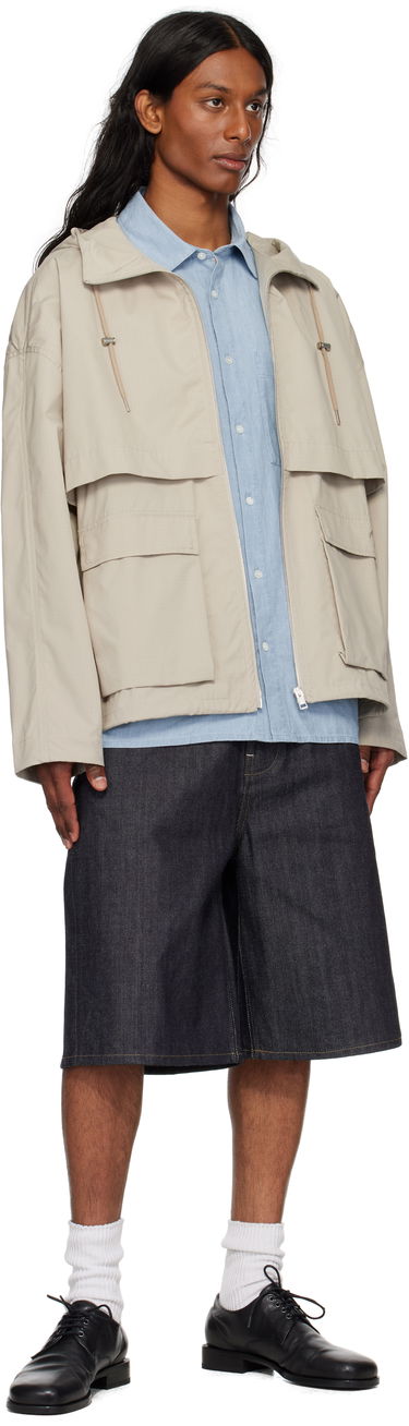 Vindjacka MAISON KITSUNÉ Maison Kitsuné Hooded Windbreaker Jacket Beige | OM02113WW9056, 3