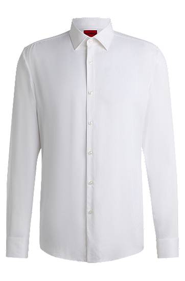 Skjorta BOSS Slim-Fit Satin Shirt Vit | 50539769