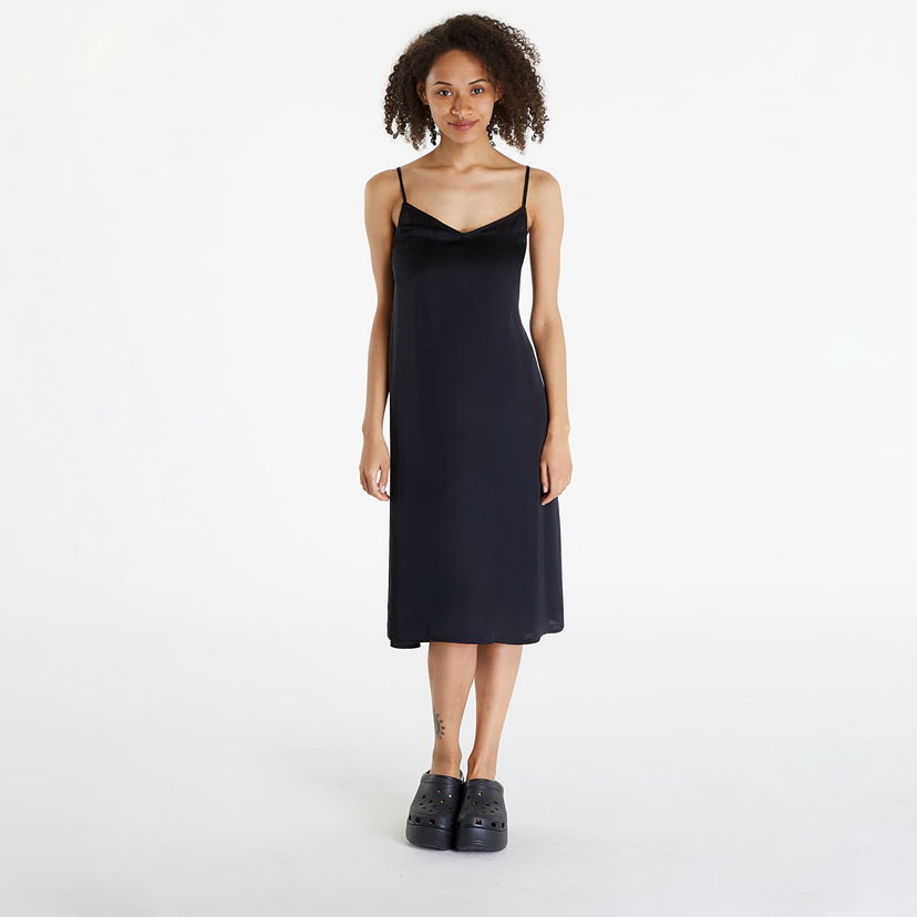Klä Urban Classics Dresses Ladies Viscose Satin Slip Dress Black Svart | TB6191-00007