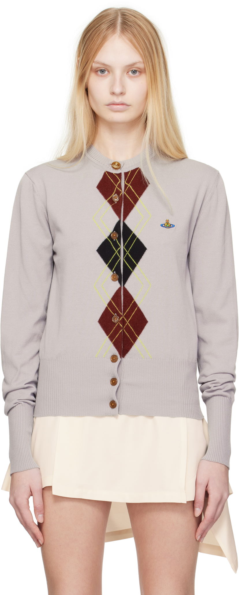 Sweater Vivienne Westwood Vivienne Westwood Argyle Cardigan Grå | 1803005R-Y003D-