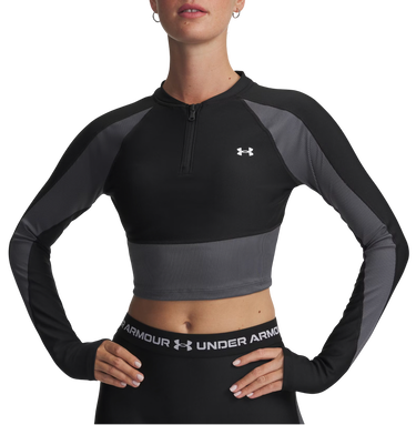 Crop top Under Armour Long Sleeve Crop Top HG Rib 1/4 Zip Svart | 6003981-004, 0