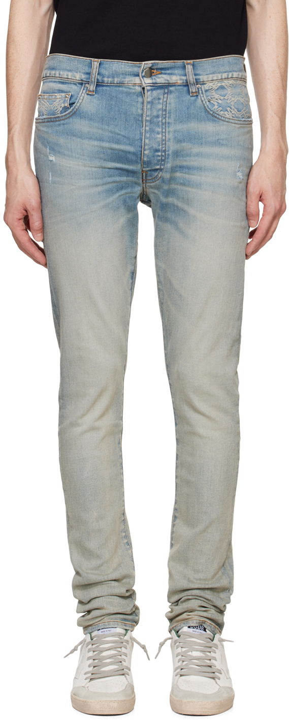 Jeans AMIRI AMIRI MA Quad Contrast Skinny Jeans Blå | AMDNSY1081