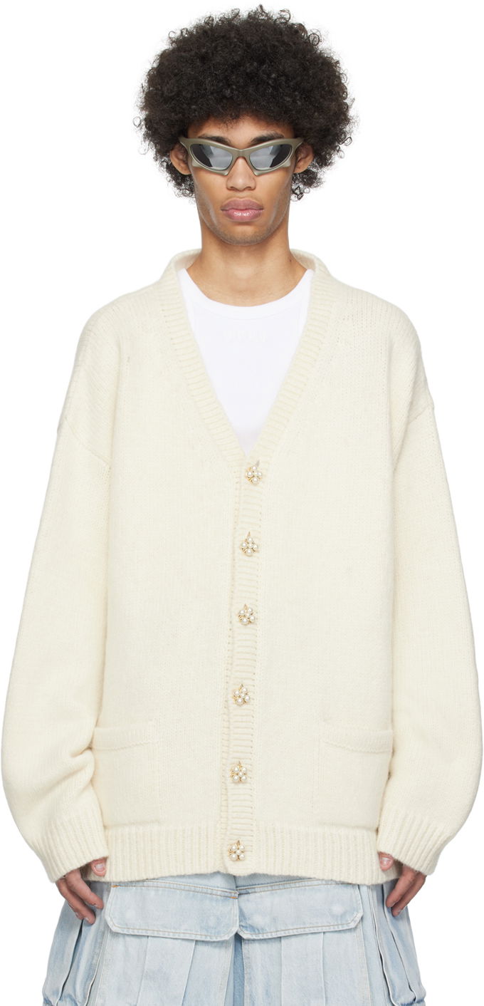 Sweater VETEMENTS Fancy Button Cardigan Vit | UE64KN210O, 0