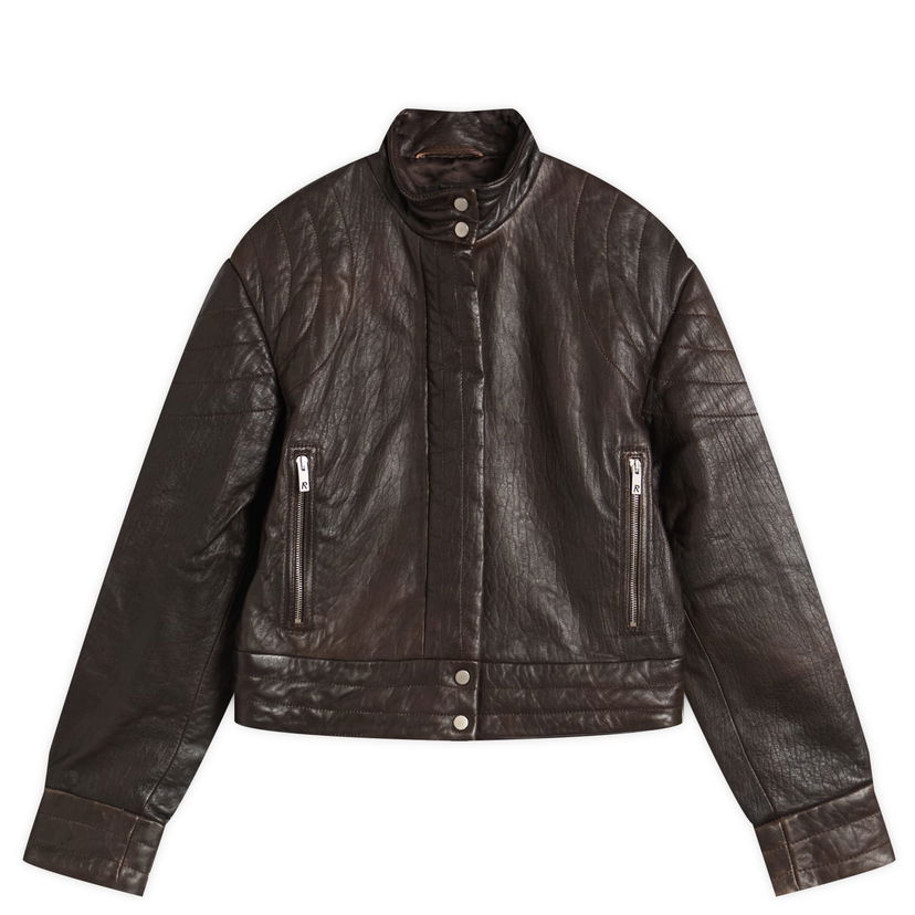 Jacka Represent Clo Drive Leather Jacket, Size Medium Brun | MLW100007-17