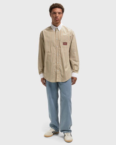 Skjorta Drôle de Monsieur Pinstripe Shirt with Contrast Collar and Cuffs Beige | I-SH240-CO232-BG, 2
