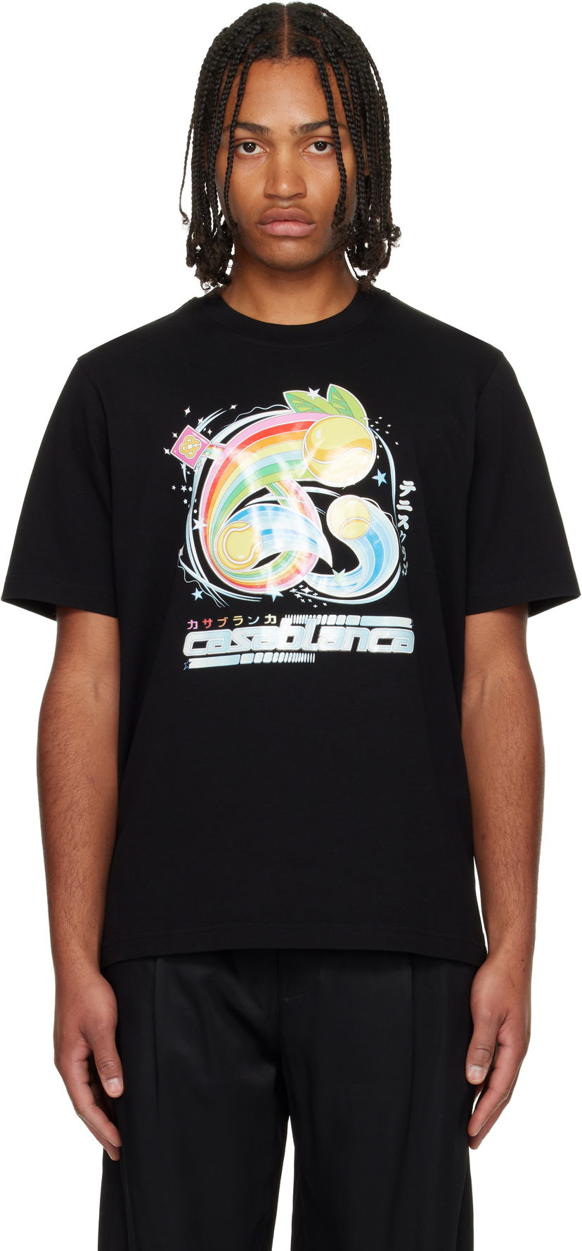 T-shirt Casablanca Manga Tennis Ball Short Sleeve T-shirt Svart | M-AW25-JTS-001-08