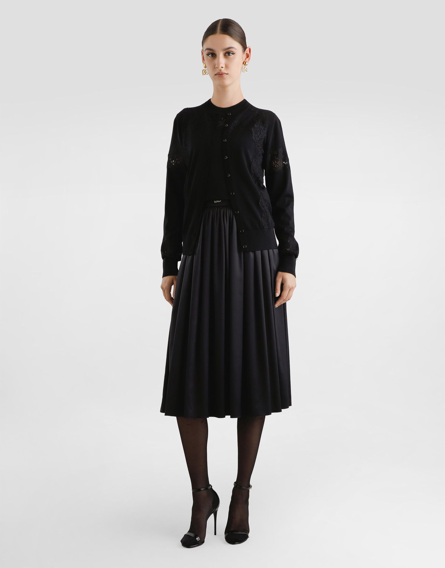 Linne Dolce & Gabbana Dolce & Gabbana Wool and Lace Tank Top Svart | FXT02TJDVCSN0000, 1