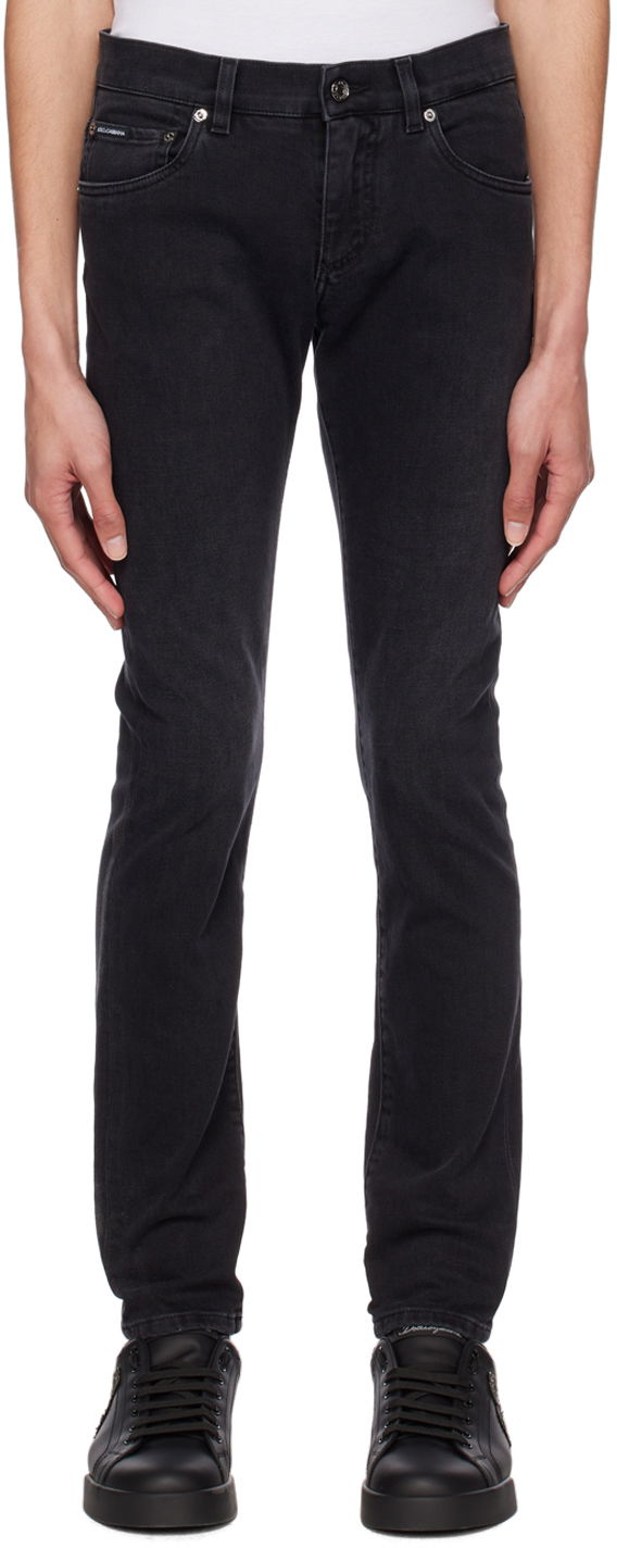 Jeans Dolce & Gabbana Black Faded Skinny Jeans Svart | GY07LDG8HW4