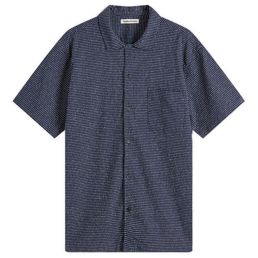 Skjorta YMC YMC Rib Stitch Malick Vacation Shirt, Size Large Mörkblå | P2YAW-40