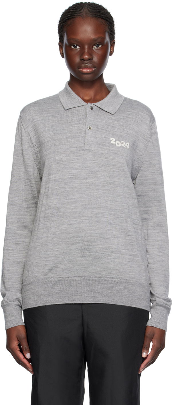 Polotröja Comme des Garçons '2024' Print Polo Shirt Grå | FM-N007-051