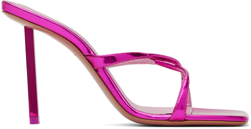 Tillbehör Amina Muaddi Amina Muaddi Adriana 95 Heeled Sandals Rosa | ADRIANA SLIPPER METAL MIRROR