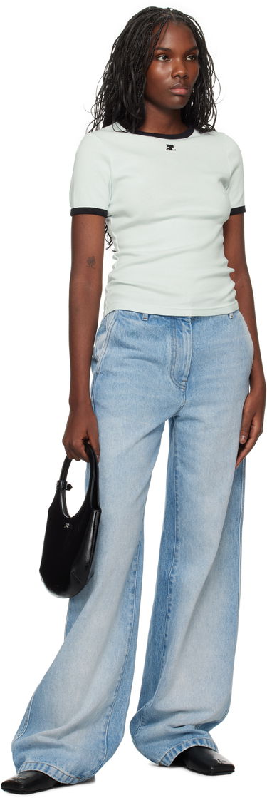 T-shirt Courrèges Signature Contrast T-Shirt Grön | 223JTS017JS0070, 3