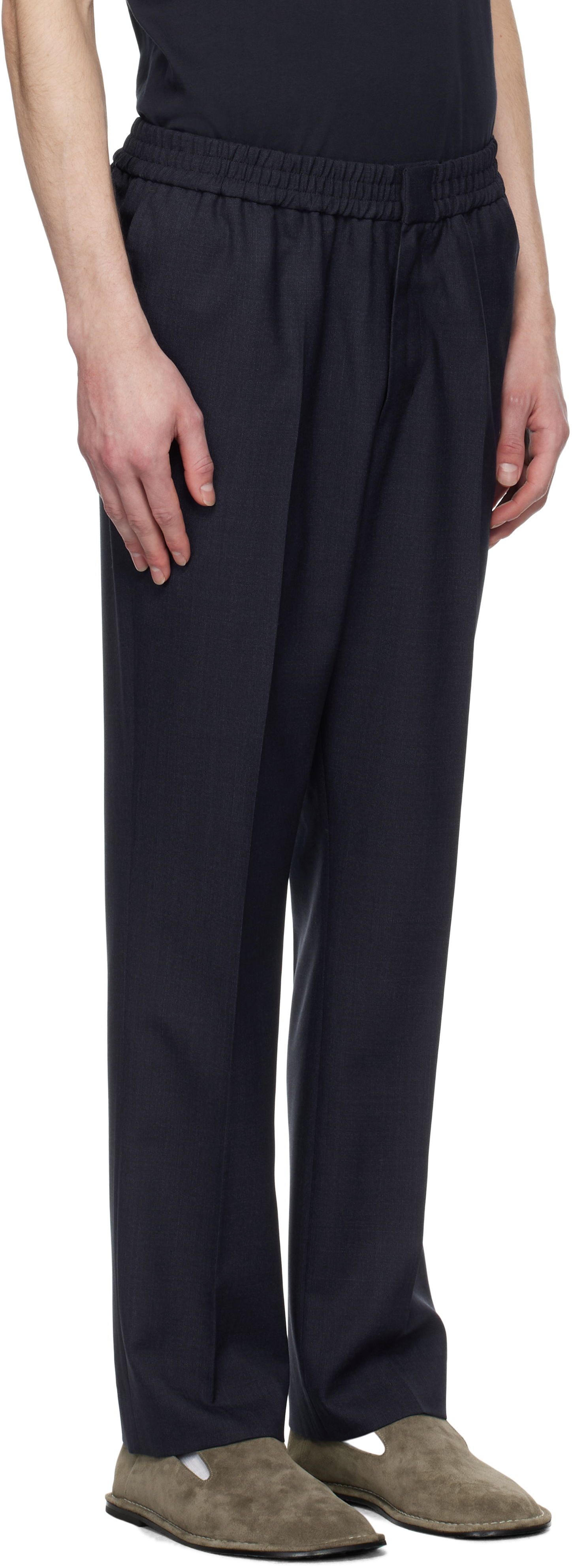 Byxor AMI AMI Paris Elasticated Waist Trousers Mörkblå | HTR226.WV0043, 1