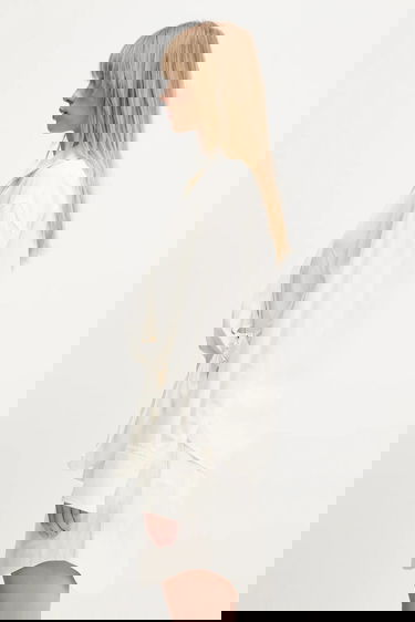 Klä JW Anderson JW Anderson Draped Twisted Relaxed Linen-Blend Shirt Vit | SH0346.PG1690.002, 1