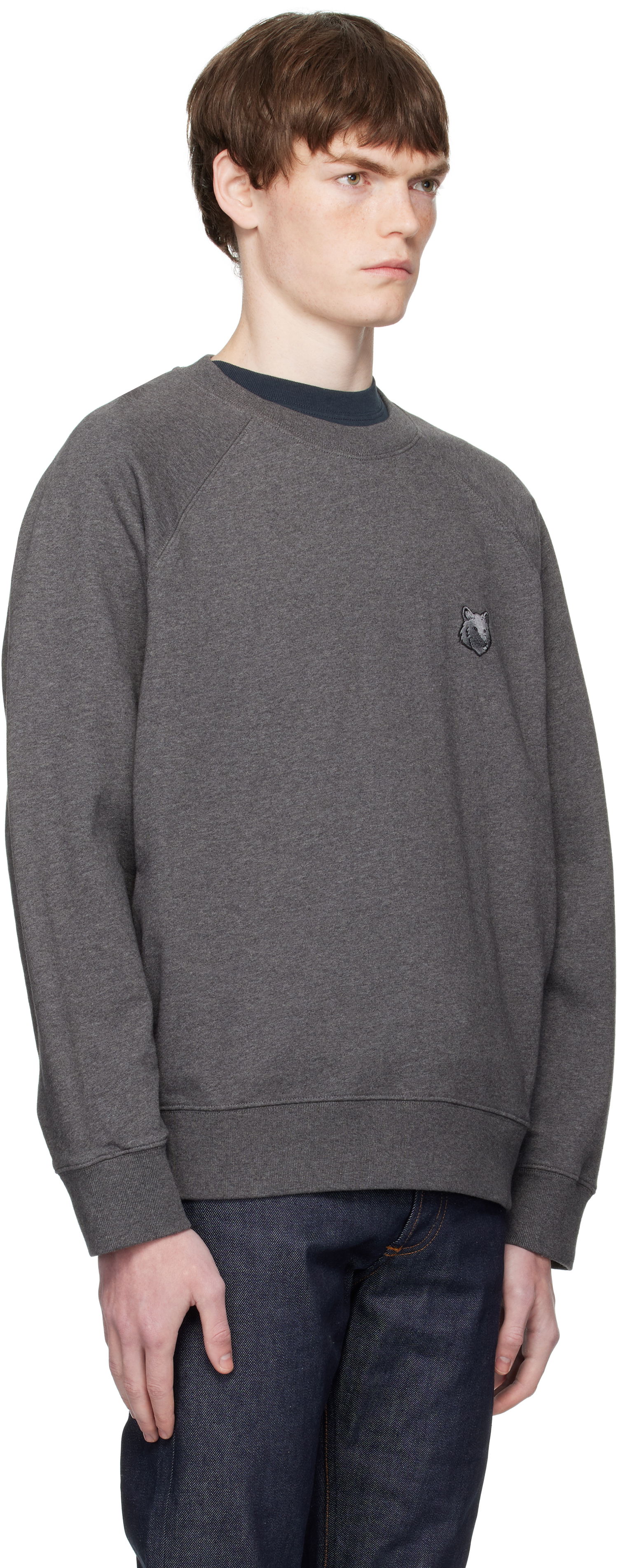 Sweatshirt MAISON KITSUNÉ Maison Kitsuné Fox Head Patch Oversize Sweatshirt Grå | PM00306KM0340, 1