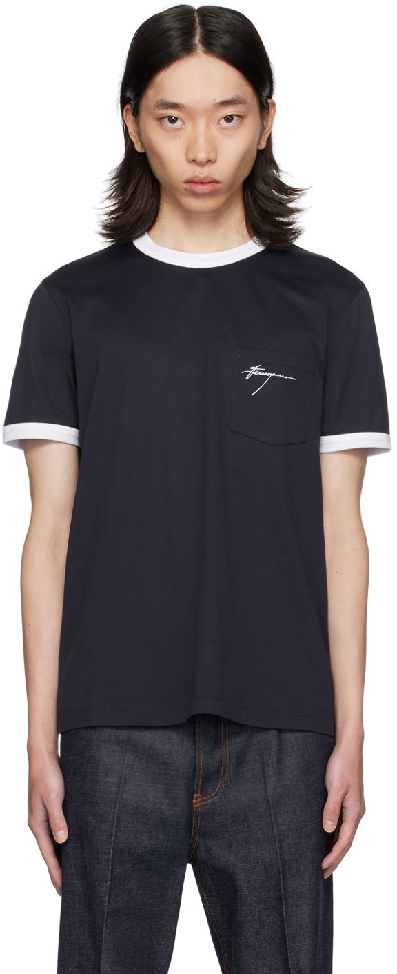 T-shirt FERRAGAMO Signature Logo Pocket T-Shirt Svart | 776385