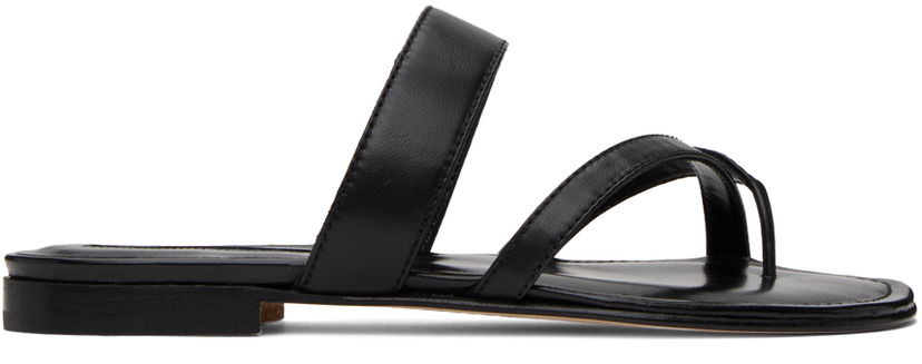 Tillbehör Manolo Blahnik Manolo Blahnik Susa Leather Toe-Ring Sandals Svart | 418-0317