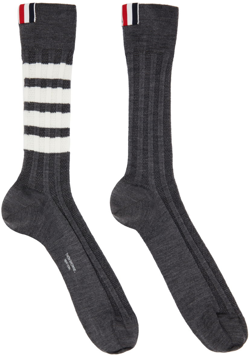 Strumpor Thom Browne Thom Browne 4-Bar Merino Wool Socks Grå | MAS136A-Y1020