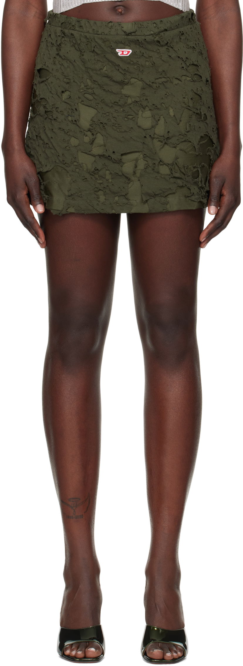 Kjol Diesel Distressed Miniskirt Grön | A15243 0JHAN