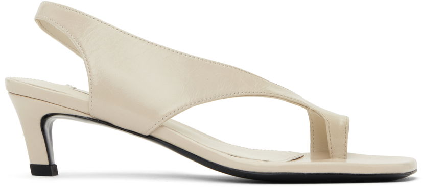 Skovård TOTEME TOTEME Naplack Leather Thong Heeled Sandals Beige | 252-WAS0201-LE0020