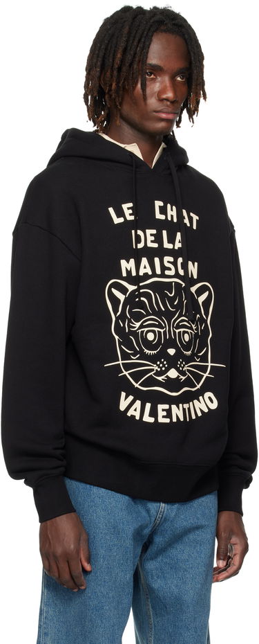 Sweatshirt Valentino Valentino 'Le Chat De La Maison' Print Hoodie Svart | 7V3MF28NB33, 1