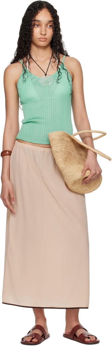 Kjol Baserange Baserange Silk Maxi Slip Skirt Beige | KIN SKIRT, 4