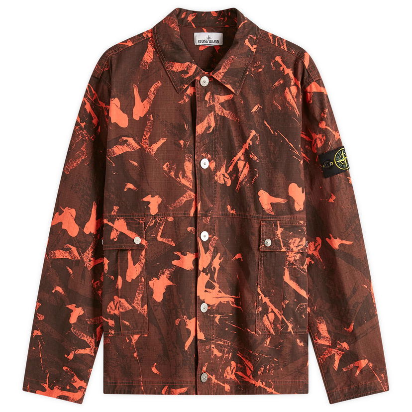 Jacka Stone Island Scan Camo Ripstop-OVD Shirt Jacket, Size Large Orange | K1S151200026-V0029