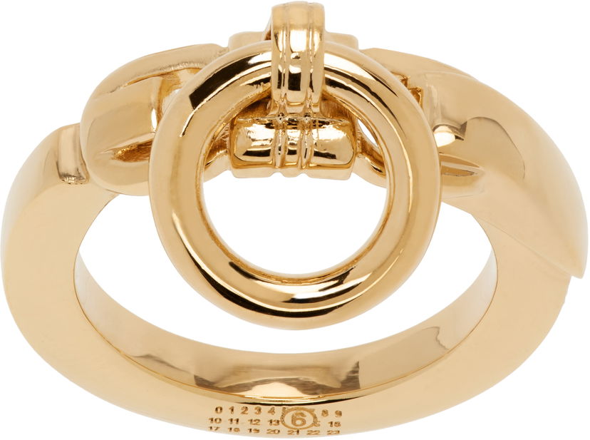 Ringa Maison Margiela MM6 Maison Margiela Object Trouve Minimal Logo Ring Gul | SM7UQ0082 P7352