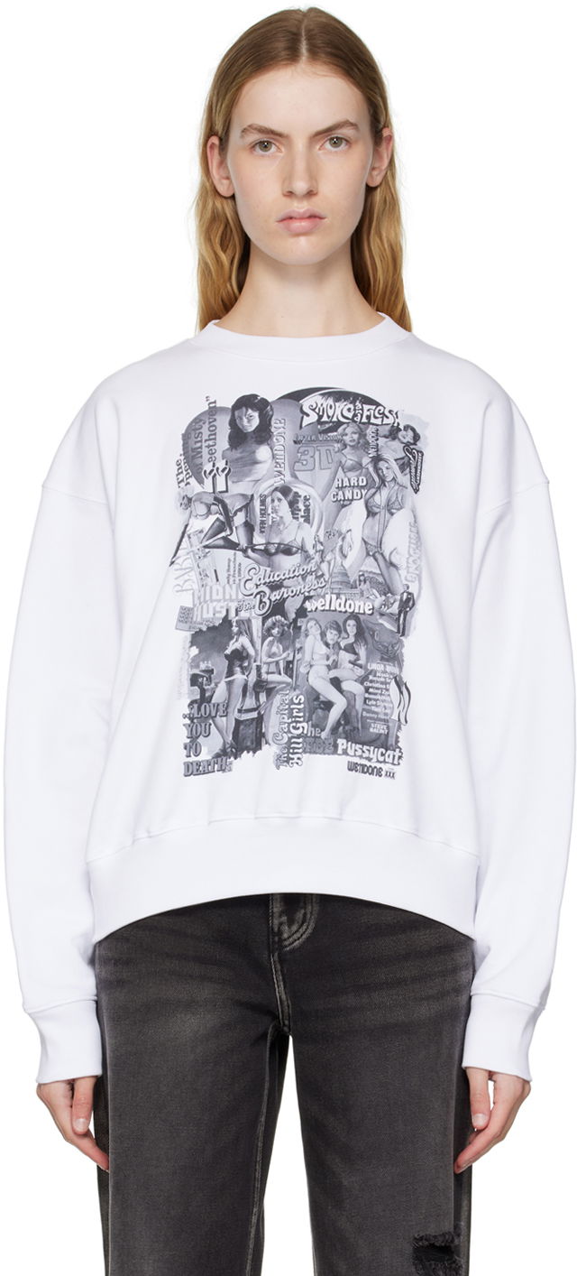 Sweatshirt We11done Movie Collage Graphic Sweatshirt Vit | WD-TS3-22-743-U-WH