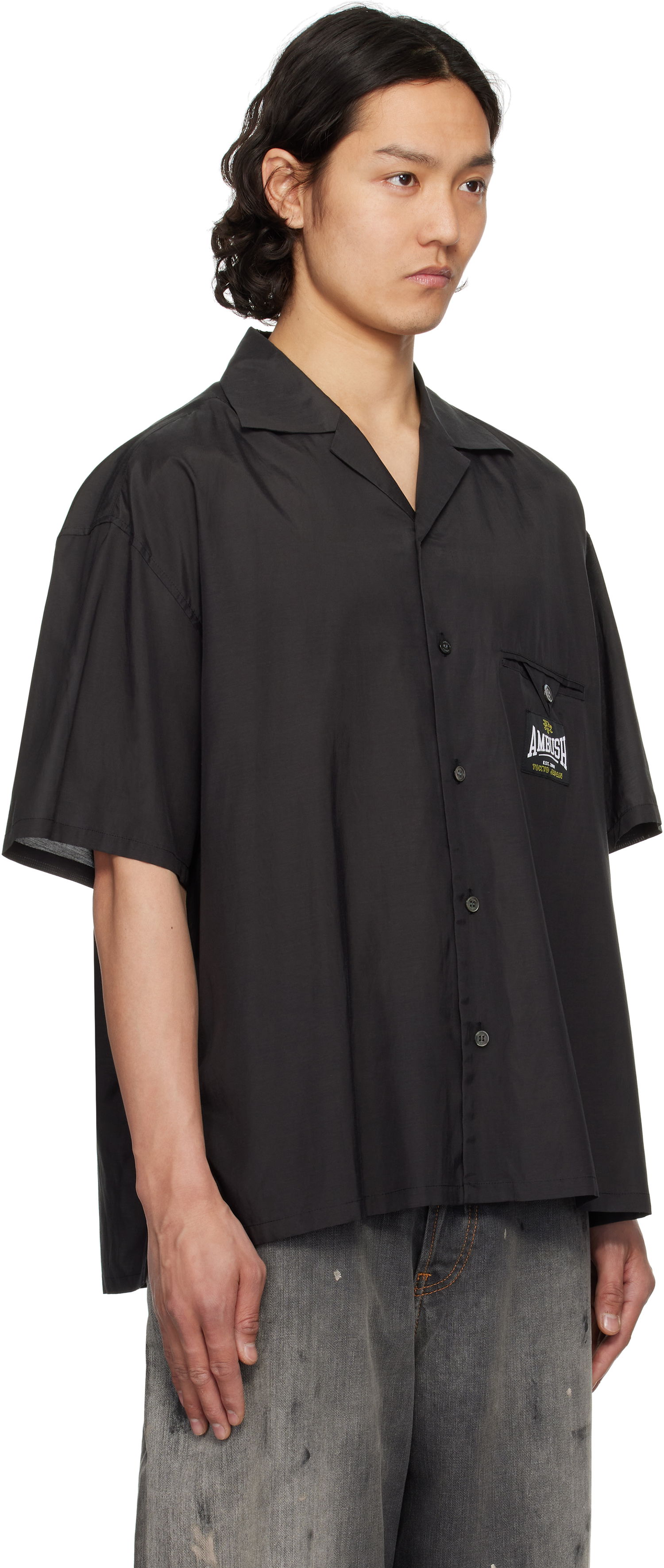 Skjorta Ambush AMBUSH Satin Short Sleeve Shirt Svart | 12115311, 1