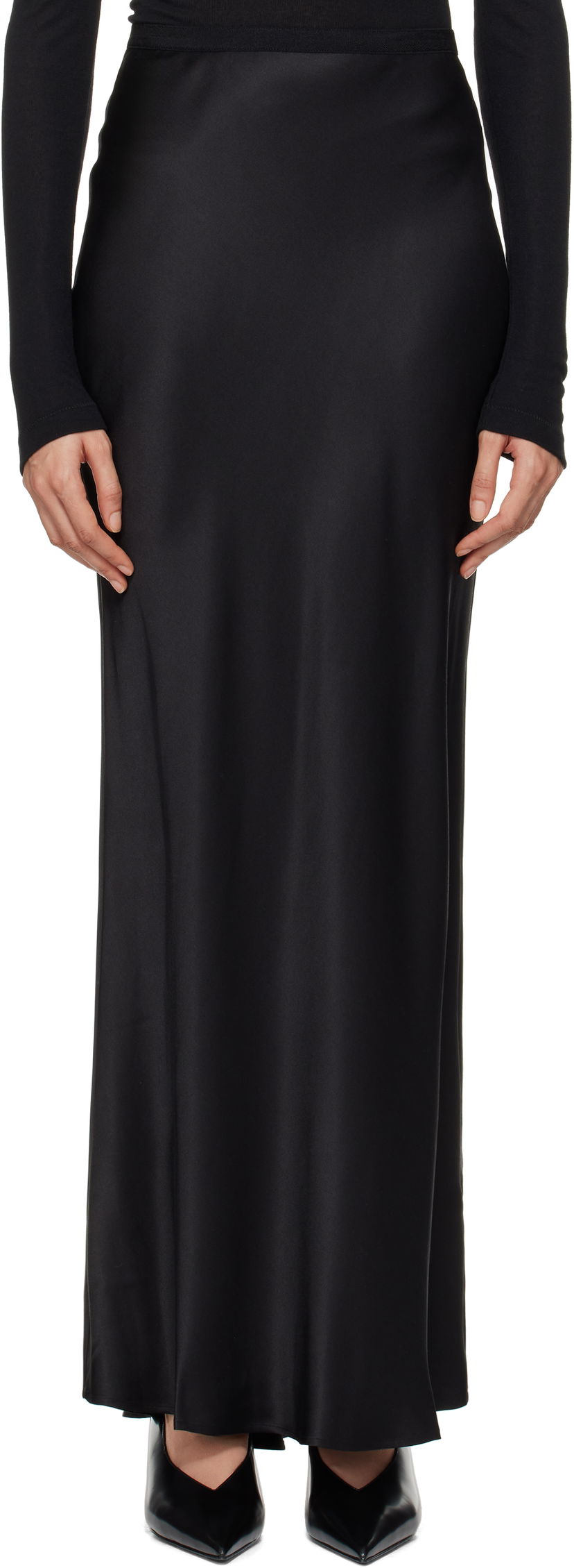 Kjol Anine Bing Black Silk Maxi Skirt Svart | A-04-2320-000