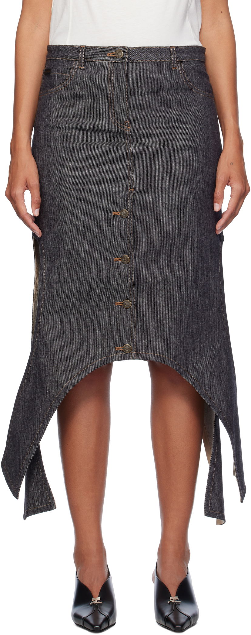 Kjol Courrèges Courrèges Midi Denim Skirt Blå | 424DJU206DE0035