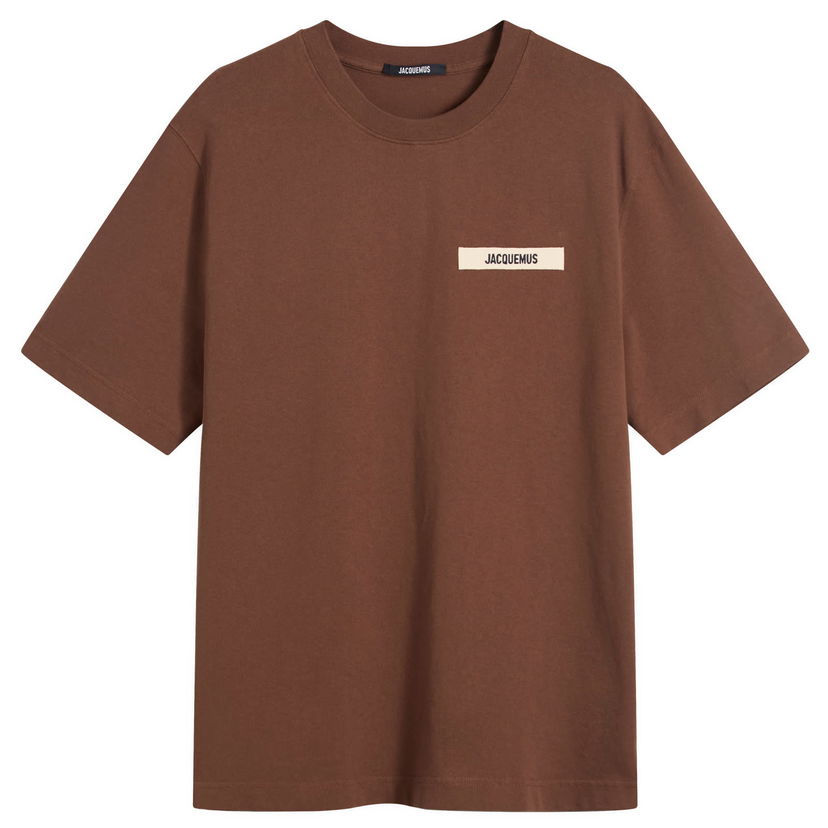T-shirt Jacquemus Jacquemus Grosgrain Logo T-Shirt, Size Large Brun | 25HTSM00133AJ00226-880