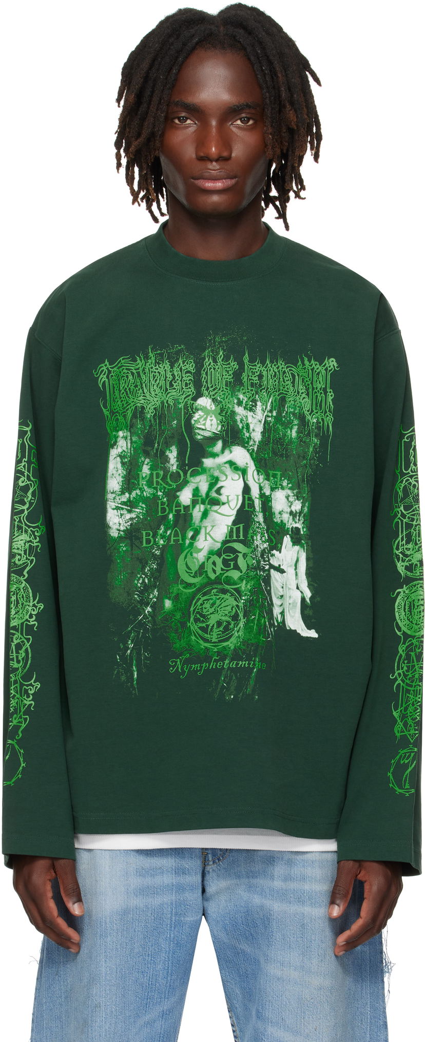 T-shirt VETEMENTS Vetements Cradle Of Filth Nymphetamine Graphic Longsleeve T-Shirt Grön | UCF76LS750E