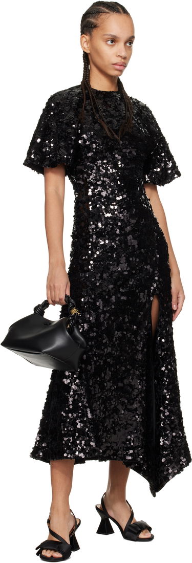 Klä GANNI GANNI Velvet Sequin Maxi Dress Svart | T4044, 3