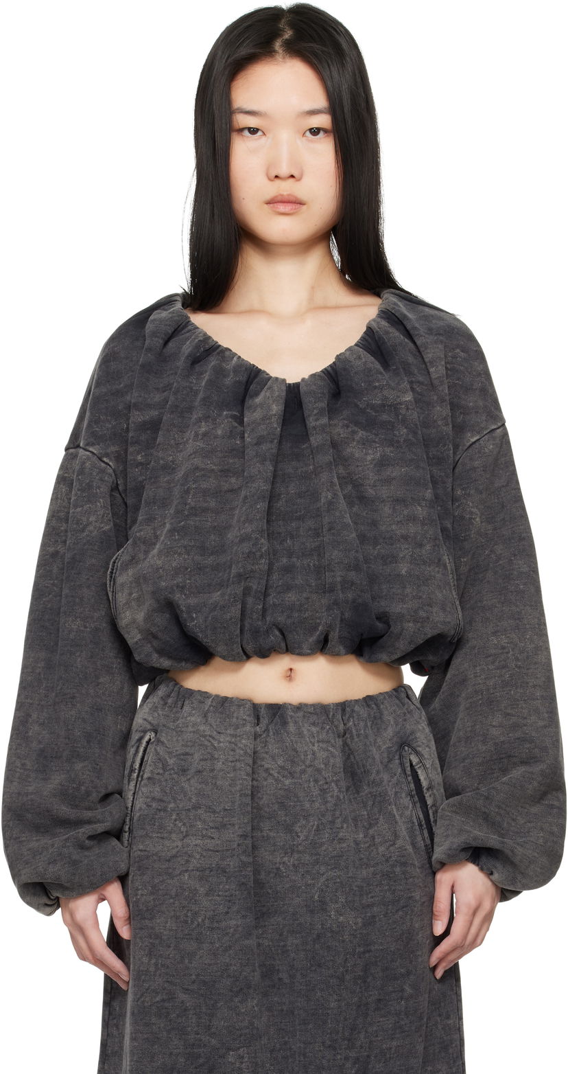 Sweatshirt Diesel Cropped Gathered Sweatshirt Svart | A17074 0EGBV