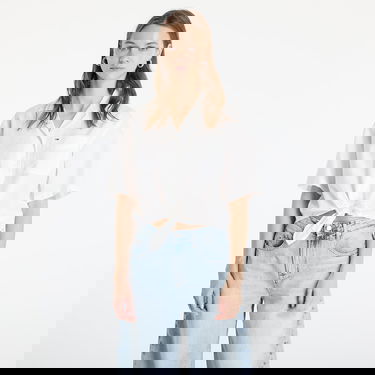 Skjorta Tommy Hilfiger Tommy Jeans Women's Cropped Linen Short Sleeve Shirt Vit | DW0DW20286 YBL, 0