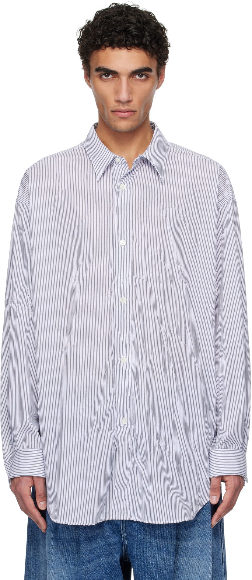 Skjorta HED MAYNER Hed Mayner Crinkled Poplin Shirt Vit | HMMA60001A-HA167