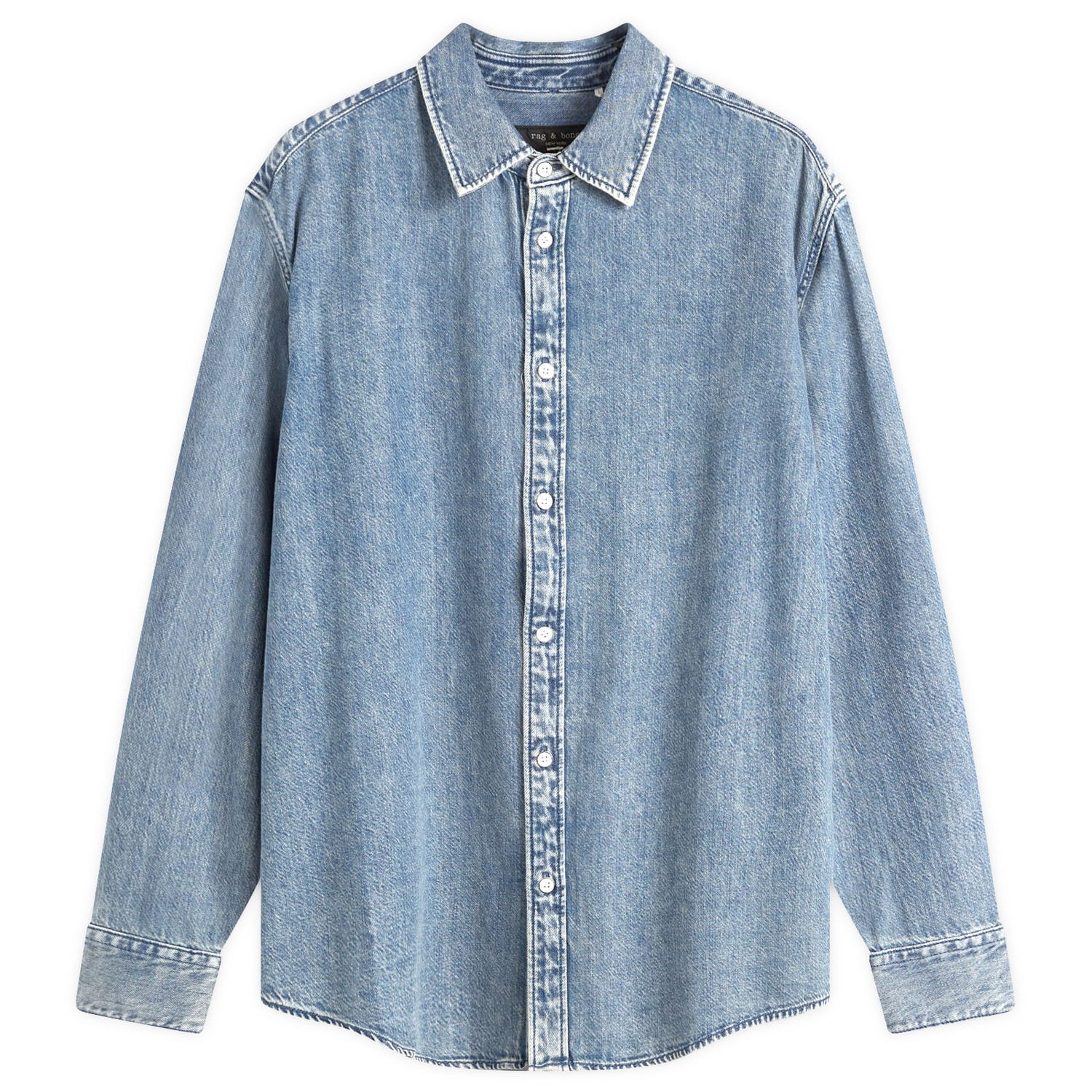 Skjorta rag & bone Rag & Bone Matthew Denim Shirt Size Large Blå | MED24H1438UFCB, 0