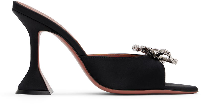 Tillbehör Amina Muaddi Amina Muaddi Rosie Slipper Heeled Sandals Svart | ROSIE SLIPPER CL SATIN
