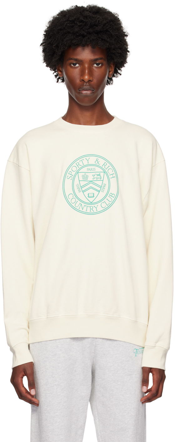 T-shirt Sporty & Rich Off-White Connecticut Crest Sweatshirt Vit | WS067S416CC