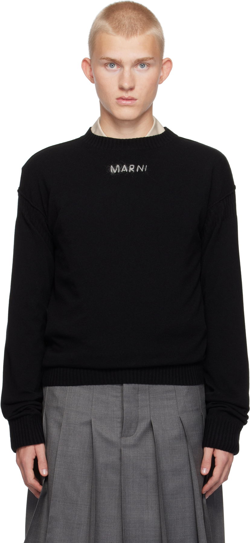 Sweater Marni Wool & Cashmere Logo Sweater Svart | GCMG0417A0 UFZ380